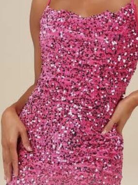 Hot Pink Sequin Party Dress Barbie formal 🔥💕